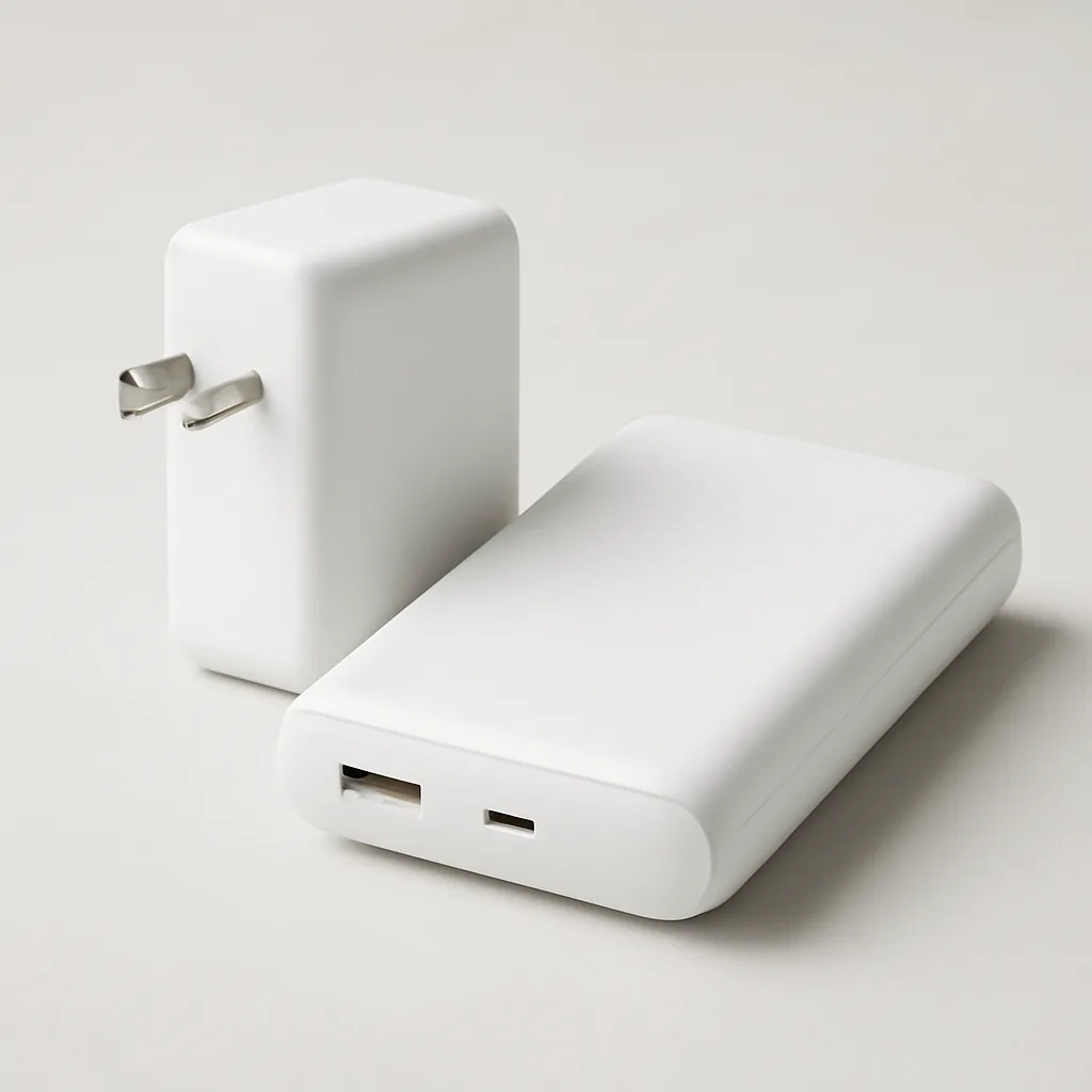 clean product photo of a fast charger and